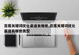 百度关键词优化渠道有哪些,百度关键词优化渠道有哪些类型