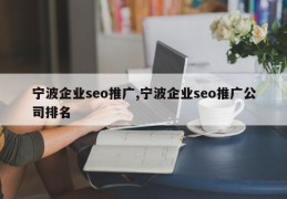 宁波企业seo推广,宁波企业seo推广公司排名